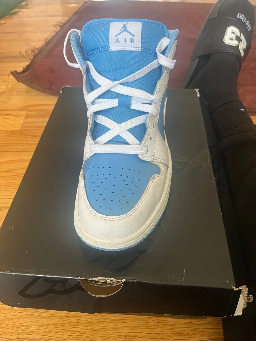 Jordan men' Mid-Top Sneakers - White & Light Blue